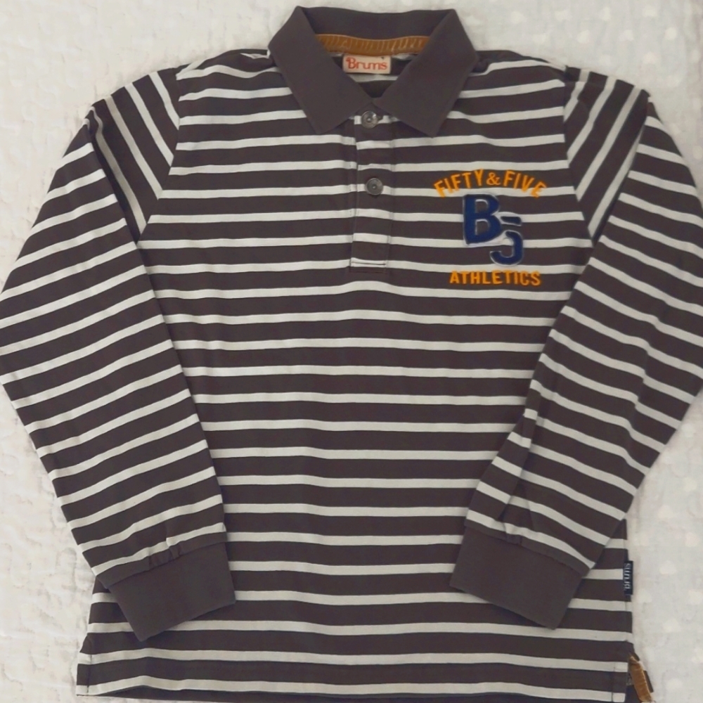 Brums Stripes Polo - White/Grey - Size 10 - Boys